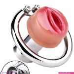 BDSM 412 Silicone Pussy Stainless Steel Chastity Cage
