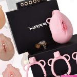 Sissy Mens Labia Chastity Cage 4 Size Rings Pussy Hole Chastity Devies