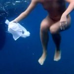 Nude swimming in the sea