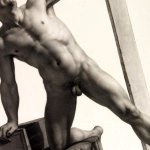 Naked man legs spread right arm resting on a post and a knee on a cushion. Academy 1816 4160 cm by Louis Léopold Robert: History Analysis Facts