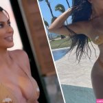 Kim Kardashian stuns in a barely-there peach bikini with cheeky emojis after ex Kanye Wests getaway with Irina Shayk
