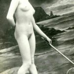 Vintage Nude Woman Playing Croquet