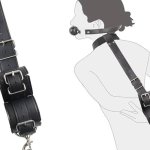 : BDSM Sex Bondage Anal Hook Neck to Wrist Behind Back Handcuffs Collar with Anal Trainer Ball Gag Bed Restraints Sex Game Accessories Kinky Fetish Role Play Adult Sex Toys for