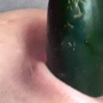 Jamming a thick cold cucumber in my shaved pussy