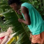 Double Cumshot on Lucky Kays Face After Oily Booty Threesome!
