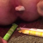 young boy shoves tampons in his hairy asshole