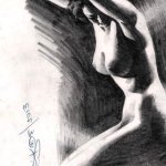 Seated Nude Figure Drawing