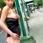 Redhead Flashes Tits Public Bus Stop Masturbation Free Tube