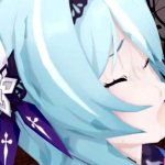 A satisfied guy finished in the mouth of Yula from Genshin Impact after a blowjob